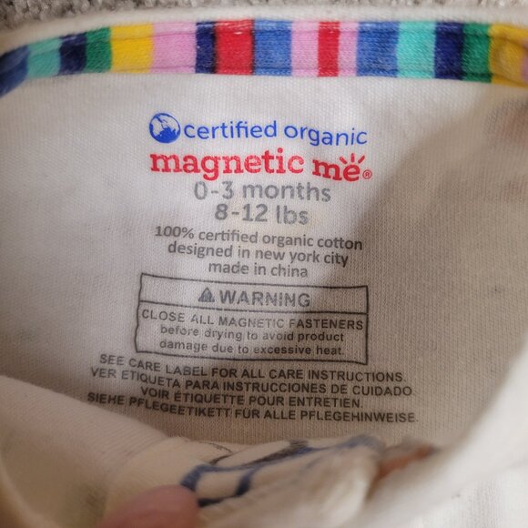Like New! Magnetic Me Footed Pajamas, 100% Organic Cotton- Size 0-3 Months Size - Picture 6 of 6